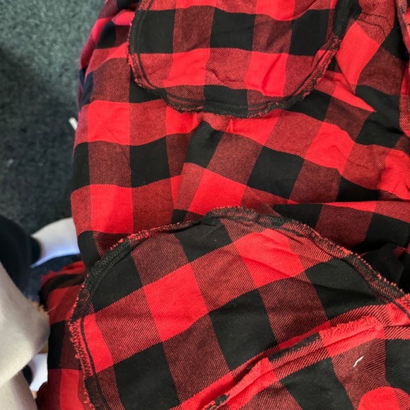 RISEN LOS ANGELES RED & BLACK LONG HOODED FLANNEL SHACKET - Picture 8 of 8